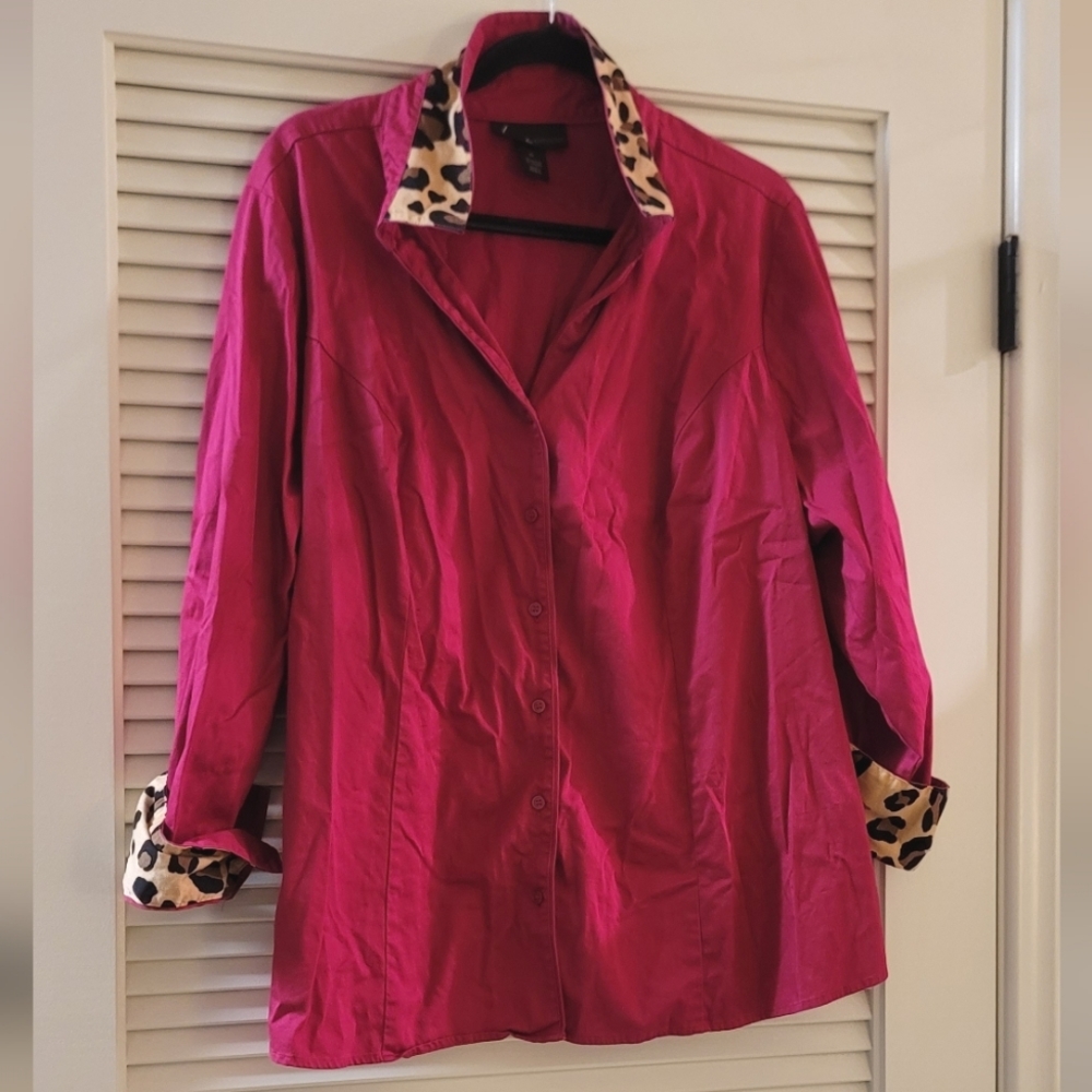 Lane Bryant - (Plus-Size) Animal Print Long-Sleeve Button Down Shirt